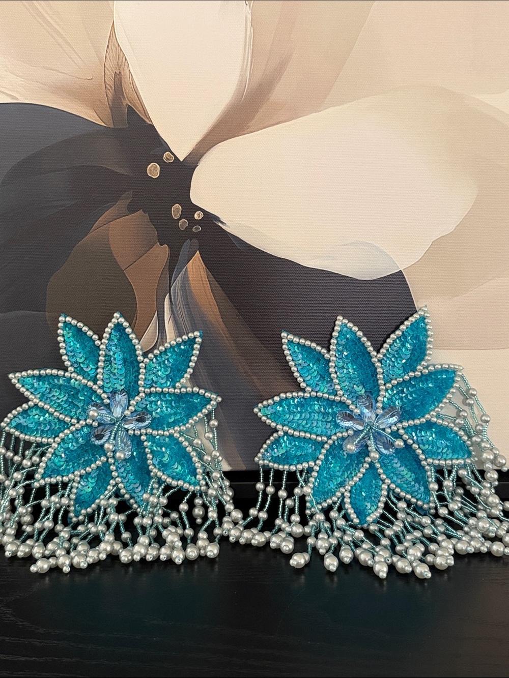 Vintage Y2K Blue Flower Appliqués